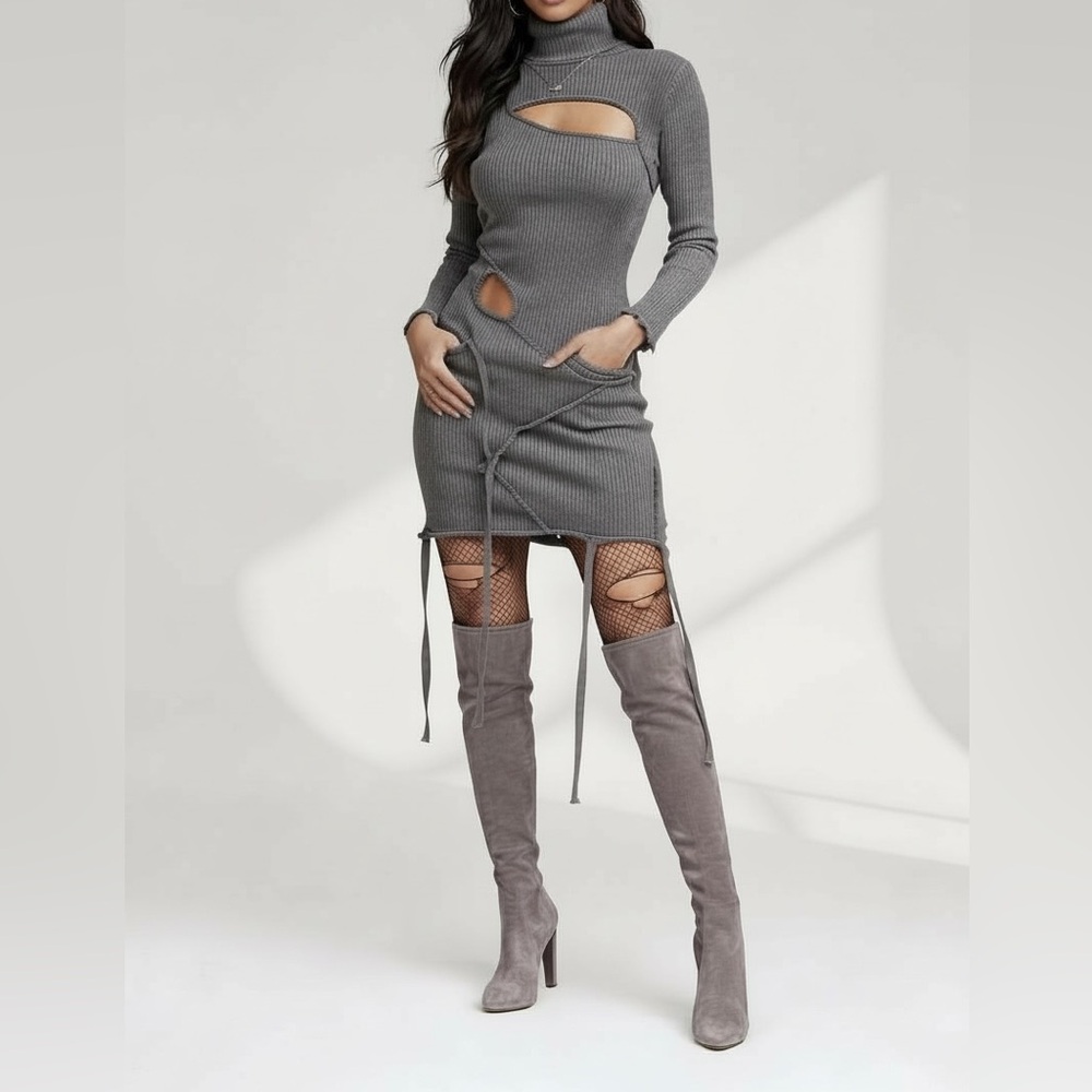 Stuart Weitzman Highland Over-The-Knee Suede Boots Topo 7.5 Taupe Light Gray - Picture 11 of 12